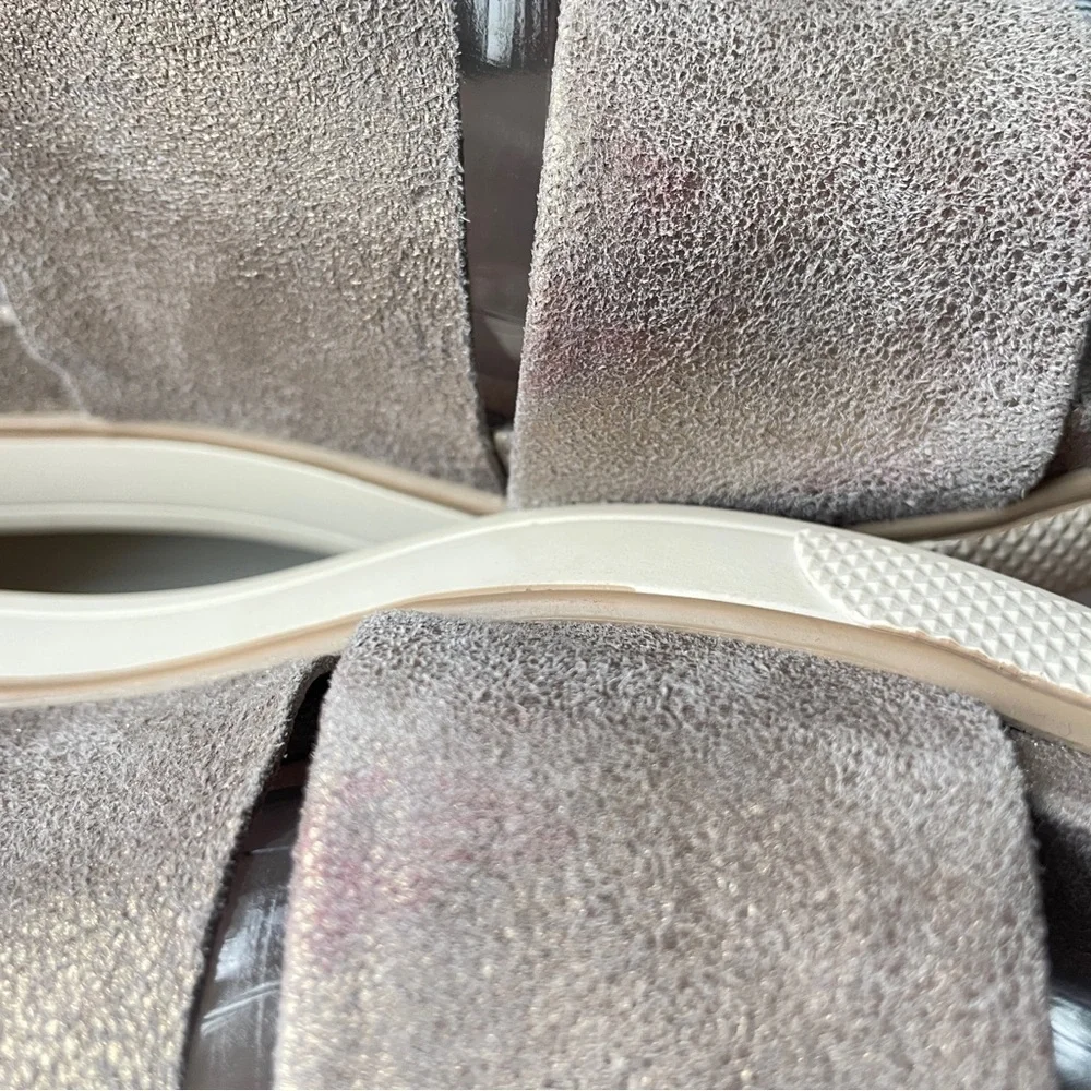 Eileen Fisher Metallic Sport Suede Criss Cross Banded Wedge Platform Sandals 7 - Picture 9 of 13